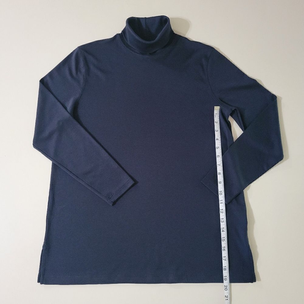 Lands' End Women's Black Cotton Long Sleeve Turtleneck Top - Picture 7 of 15